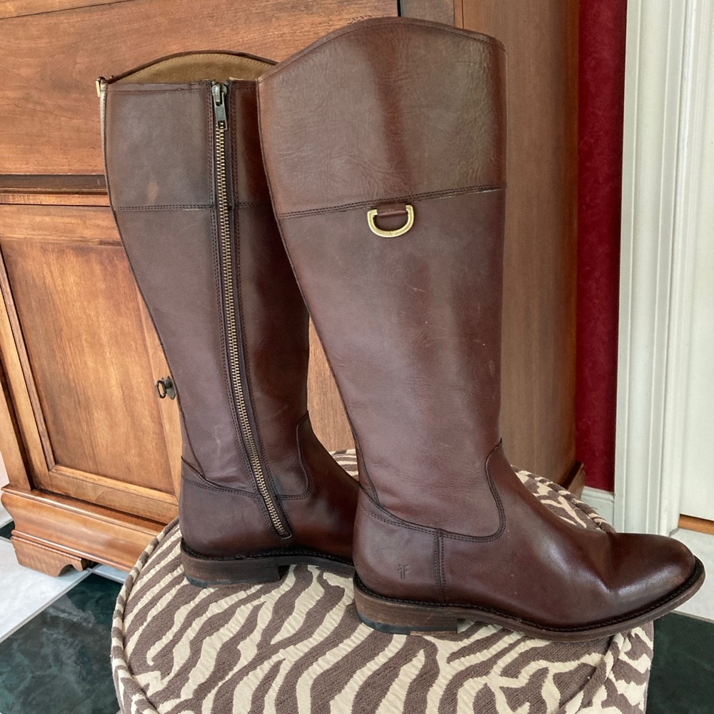 Frye | Melissa D Ring | Brown Leather Riding Boots